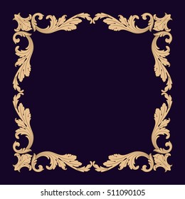 Gold vintage baroque element ornament retro pattern antique style acanthus. Decorative design element filigree calligraphy vector. You can use for wedding decoration of greeting card and laser cutting