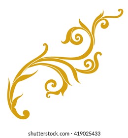 Gold vintage baroque frame scroll ornament border floral vector design