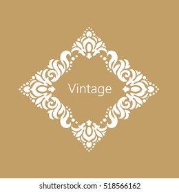 Gold vintage baroque frame scroll corner ornament engraving border floral retro pattern antique style acanthus foliage swirl decorative design element filigree calligraphy - stock vector