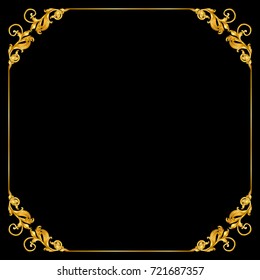 Gold vintage baroque frame scroll