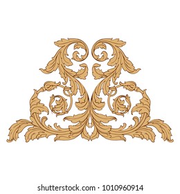 Gold vintage baroque ornament retro pattern antique style acanthus. Decorative design element filigree calligraphy vector. You can use for wedding decoration of greeting card and laser cutting.