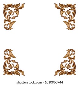 Gold vintage baroque ornament retro pattern antique style acanthus. Decorative design element filigree calligraphy vector. You can use for wedding decoration of greeting card and laser cutting.