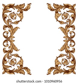Gold vintage baroque ornament retro pattern antique style acanthus. Decorative design element filigree calligraphy vector. You can use for wedding decoration of greeting card and laser cutting.
