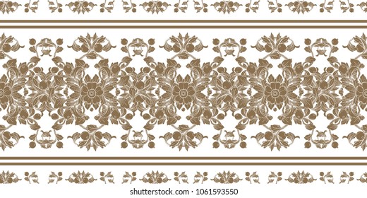 Gold vintage baroque ornament retro pattern antique style acanthus. Decorative design element filigree vector. Hand draw illustration.