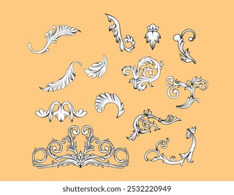 Gold vintage baroque ornament retro pattern antique style acanthus. Decorative design element filigree calligraphy vector. use for wedding decoration of greeting card. Frame ornament