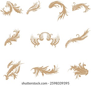 Gold vintage baroque ornament retro pattern antique style acanthus. Decorative design element filigree calligraphy vector. use for wedding decoration of greeting card. Frame ornament