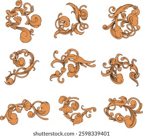 Gold vintage baroque ornament retro pattern antique style acanthus. Decorative design element filigree calligraphy vector. use for wedding decoration of greeting card. Frame ornament