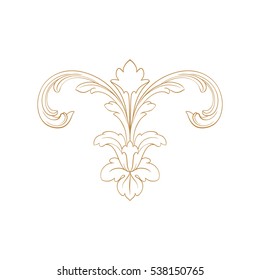 Gold vintage baroque ornament retro pattern antique style acanthus. Decorative design element filigree calligraphy vector. You can use for wedding decoration of greeting card and laser cutting.