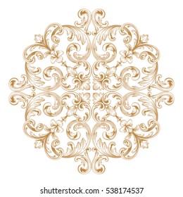 Gold vintage baroque ornament retro pattern antique style acanthus. Decorative design element filigree calligraphy vector. You can use for wedding decoration of greeting card and laser cutting.