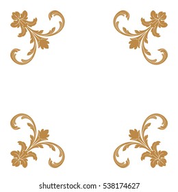 Gold vintage baroque ornament retro pattern antique style acanthus. Decorative design element filigree calligraphy vector. You can use for wedding decoration of greeting card and laser cutting.