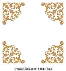 Gold vintage baroque ornament retro pattern antique style acanthus. Decorative design element filigree calligraphy vector. You can use for wedding decoration of greeting card and laser cutting.