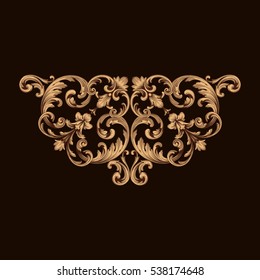 Gold vintage baroque ornament retro pattern antique style acanthus. Decorative design element filigree calligraphy vector. You can use for wedding decoration of greeting card and laser cutting.