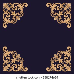 Gold vintage baroque ornament retro pattern antique style acanthus. Decorative design element filigree calligraphy vector. You can use for wedding decoration of greeting card and laser cutting.