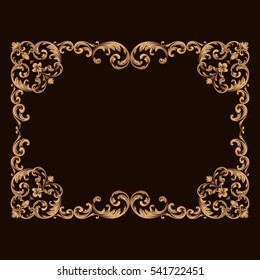 Gold vintage baroque ornament retro pattern antique style acanthus. Decorative design element filigree calligraphy vector. You can use for wedding decoration of greeting card and laser cutting.
