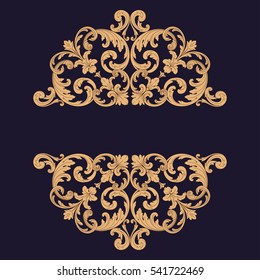 Gold vintage baroque ornament retro pattern antique style acanthus. Decorative design element filigree calligraphy vector. You can use for wedding decoration of greeting card and laser cutting.