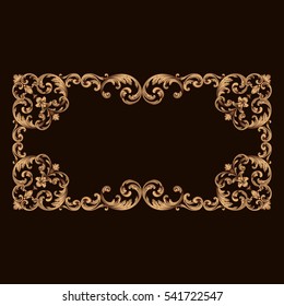 Gold vintage baroque ornament retro pattern antique style acanthus. Decorative design element filigree calligraphy vector. You can use for wedding decoration of greeting card and laser cutting.