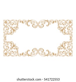 Gold vintage baroque ornament retro pattern antique style acanthus. Decorative design element filigree calligraphy vector. You can use for wedding decoration of greeting card and laser cutting.