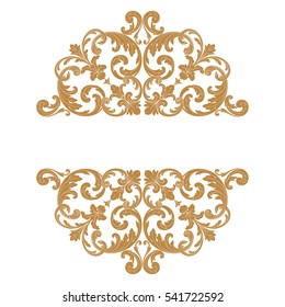 Gold vintage baroque ornament retro pattern antique style acanthus. Decorative design element filigree calligraphy vector. You can use for wedding decoration of greeting card and laser cutting.