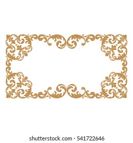 Gold vintage baroque ornament retro pattern antique style acanthus. Decorative design element filigree calligraphy vector. You can use for wedding decoration of greeting card and laser cutting.