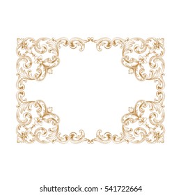 Gold vintage baroque ornament retro pattern antique style acanthus. Decorative design element filigree calligraphy vector. You can use for wedding decoration of greeting card and laser cutting.