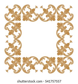 Gold vintage baroque ornament retro pattern antique style acanthus. Decorative design element filigree calligraphy vector. You can use for wedding decoration of greeting card and laser cutting.