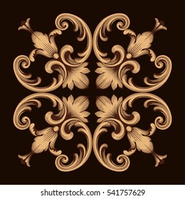 Gold vintage baroque ornament retro pattern antique style acanthus. Decorative design element filigree calligraphy vector. You can use for wedding decoration of greeting card and laser cutting.