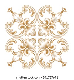 Gold vintage baroque ornament retro pattern antique style acanthus. Decorative design element filigree calligraphy vector. You can use for wedding decoration of greeting card and laser cutting.