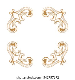 Gold vintage baroque ornament retro pattern antique style acanthus. Decorative design element filigree calligraphy vector. You can use for wedding decoration of greeting card and laser cutting.