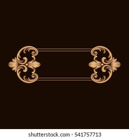 Gold vintage baroque ornament retro pattern antique style acanthus. Decorative design element filigree calligraphy vector. You can use for wedding decoration of greeting card and laser cutting.