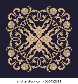 Gold vintage baroque ornament retro pattern antique style acanthus. Decorative design element filigree calligraphy vector. You can use for wedding decoration of greeting card and laser cutting.