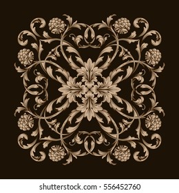 Gold vintage baroque ornament retro pattern antique style acanthus. Decorative design element filigree calligraphy vector. You can use for wedding decoration of greeting card and laser cutting.