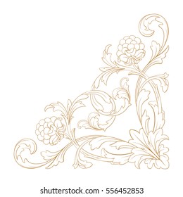 Gold vintage baroque ornament retro pattern antique style acanthus. Decorative design element filigree calligraphy vector. You can use for wedding decoration of greeting card and laser cutting.