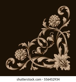 Gold vintage baroque ornament retro pattern antique style acanthus. Decorative design element filigree calligraphy vector. You can use for wedding decoration of greeting card and laser cutting.