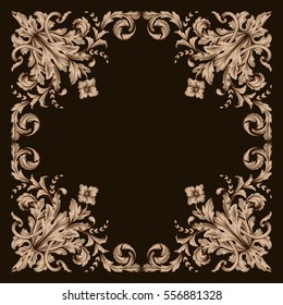 Gold vintage baroque ornament retro pattern antique style acanthus. Decorative design element filigree calligraphy vector. You can use for wedding decoration of greeting card and laser cutting.