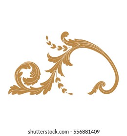 Gold vintage baroque ornament retro pattern antique style acanthus. Decorative design element filigree calligraphy vector. You can use for wedding decoration of greeting card and laser cutting.