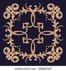 Gold vintage baroque ornament retro pattern antique style acanthus. Decorative design element filigree calligraphy vector. You can use for wedding decoration of greeting card and laser cutting.