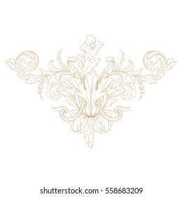 Gold vintage baroque ornament retro pattern antique style acanthus. Decorative design element filigree calligraphy vector. You can use for wedding decoration of greeting card and laser cutting.