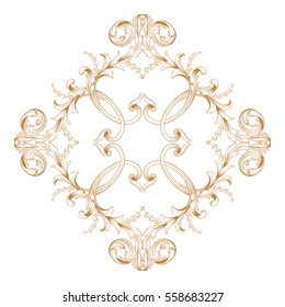Gold vintage baroque ornament retro pattern antique style acanthus. Decorative design element filigree calligraphy vector. You can use for wedding decoration of greeting card and laser cutting.