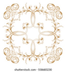 Gold vintage baroque ornament retro pattern antique style acanthus. Decorative design element filigree calligraphy vector. You can use for wedding decoration of greeting card and laser cutting.