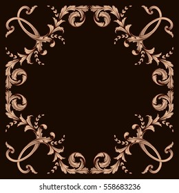 Gold vintage baroque ornament retro pattern antique style acanthus. Decorative design element filigree calligraphy vector. You can use for wedding decoration of greeting card and laser cutting.