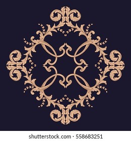 Gold vintage baroque ornament retro pattern antique style acanthus. Decorative design element filigree calligraphy vector. You can use for wedding decoration of greeting card and laser cutting.