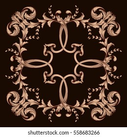 Gold vintage baroque ornament retro pattern antique style acanthus. Decorative design element filigree calligraphy vector. You can use for wedding decoration of greeting card and laser cutting.