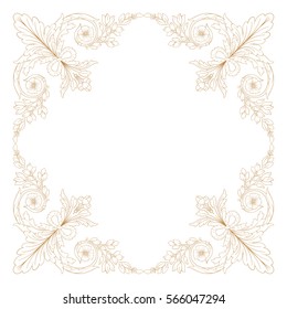 Gold vintage baroque ornament retro pattern antique style acanthus. Decorative design element filigree calligraphy vector. You can use for wedding decoration of greeting card and laser cutting.