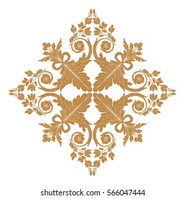 Gold vintage baroque ornament retro pattern antique style acanthus. Decorative design element filigree calligraphy vector. You can use for wedding decoration of greeting card and laser cutting.