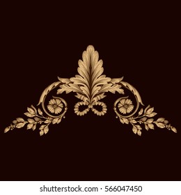 Gold vintage baroque ornament retro pattern antique style acanthus. Decorative design element filigree calligraphy vector. You can use for wedding decoration of greeting card and laser cutting.