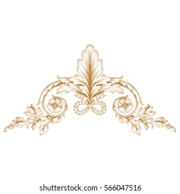 Gold vintage baroque ornament retro pattern antique style acanthus. Decorative design element filigree calligraphy vector. You can use for wedding decoration of greeting card and laser cutting.