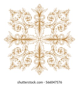 Gold vintage baroque ornament retro pattern antique style acanthus. Decorative design element filigree calligraphy vector. You can use for wedding decoration of greeting card and laser cutting.