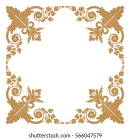 Gold vintage baroque ornament retro pattern antique style acanthus. Decorative design element filigree calligraphy vector. You can use for wedding decoration of greeting card and laser cutting.