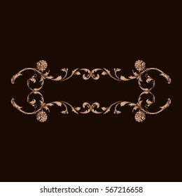 Gold vintage baroque ornament retro pattern antique style acanthus. Decorative design element filigree calligraphy vector. You can use for wedding decoration of greeting card and laser cutting.