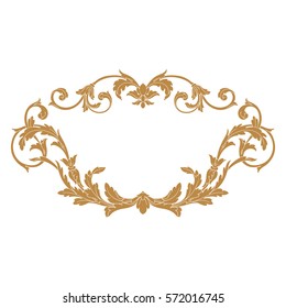 Gold vintage baroque ornament retro pattern antique style acanthus. Decorative design element filigree calligraphy vector. You can use for wedding decoration of greeting card and laser cutting.